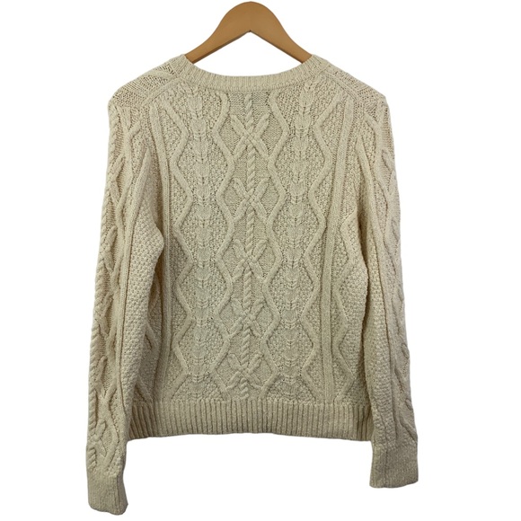 BANANA REPUBLIC Long Sleeve Sweater Cable Knit Sweater Chunky Cream Sweater K15 - Picture 4 of 8